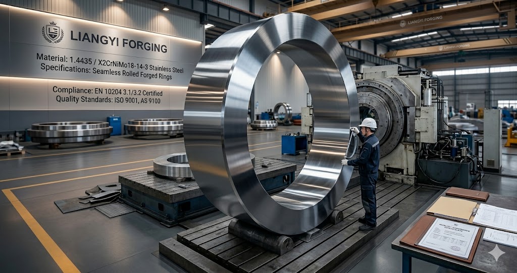 1.4435 X2CrNiMo18-14-3 Seamless Rolled Forged Rings – Custom Stainless Steel Ring Forgings up to 6,000mm OD, EN 10204 3.1/3.2 Certified, China Forging Manufacturer Jiangsu Liangyi Co.,Limited