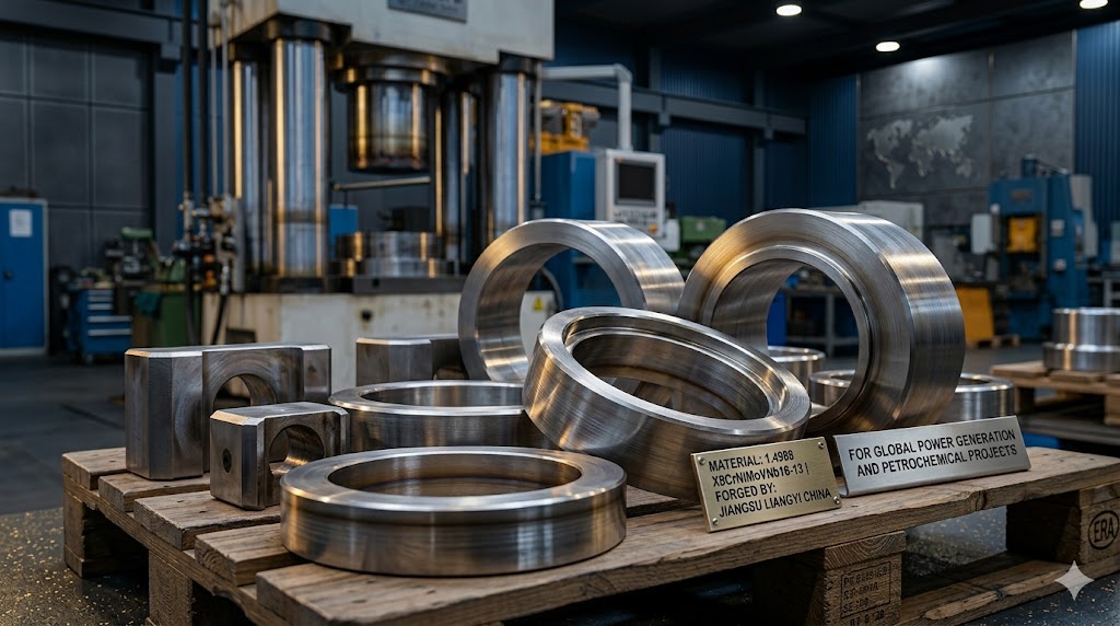 1.4988 X8CrNiMoVNb16-13 open die forging parts and seamless rolled rings by Jiangsu Liangyi China for global power generation and petrochemical projects