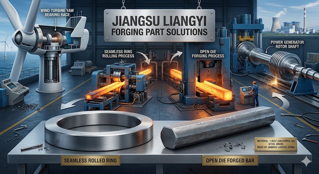 1.8507 (34CrAlMo5-10) forging parts — open die forged bars and seamless rolled rings by Jiangsu Liangyi, China forging manufacturer