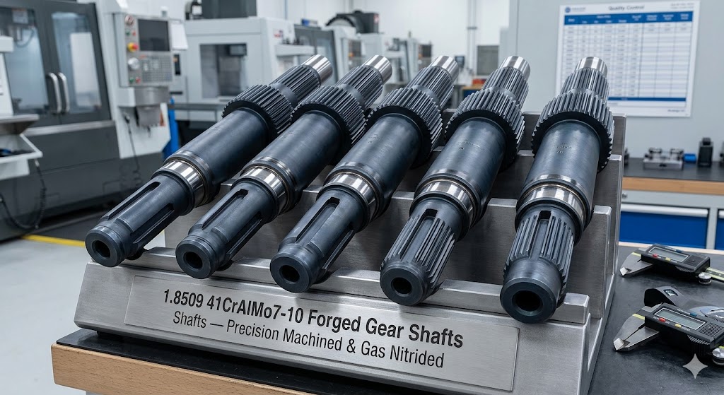 1.8509 41CrAlMo7-10 Forged Gear Shafts — Precision Machined & Gas Nitrided