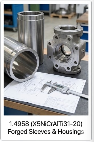 1.4958 X5NiCrAlTi31-20 forged sleeves housings and hollow bars for petrochemical uses