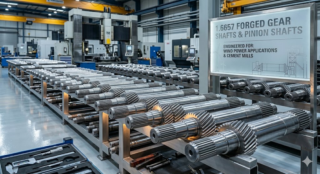 1.6657 forged gear shafts and pinion shafts for wind power and cement mill applications