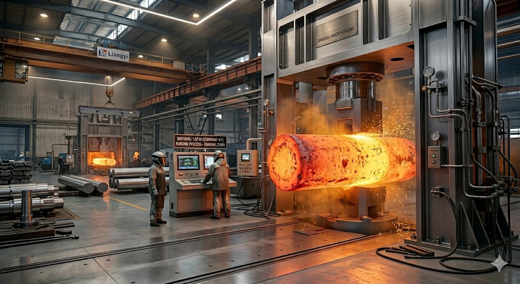 23CrNiMo7-4-7 (1.6749) open die forging manufacturing process at Jiangsu Liangyi, Jiangyin, China