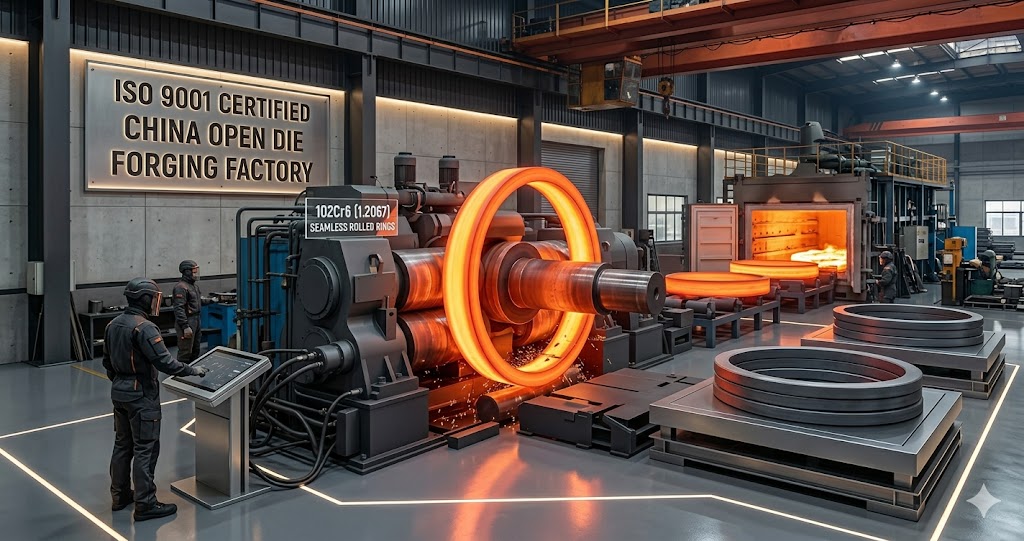 102Cr6 (1.2067) Seamless Rolled Forged Rings Production Line | ISO 9001 Certified China Open Die Forging Factory