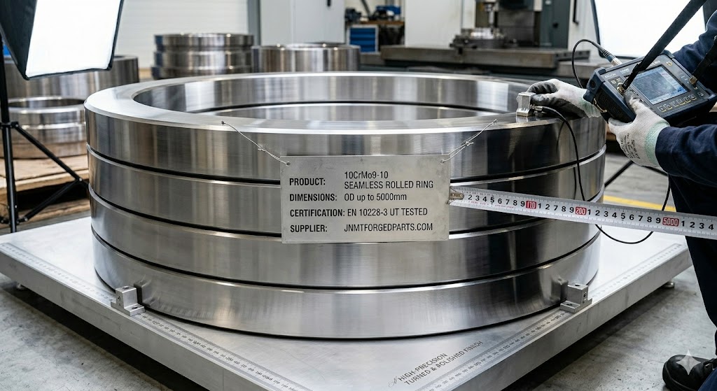 10CrMo9-10 seamless rolled forged rings — OD up to 5000mm, EN 10228-3 UT tested