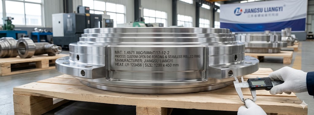 1.4571 X6CrNiMoTi17-12-2 Forged Parts — Custom Open Die Forgings and Seamless Rolled Rings, Jiangsu Liangyi China Manufacturer