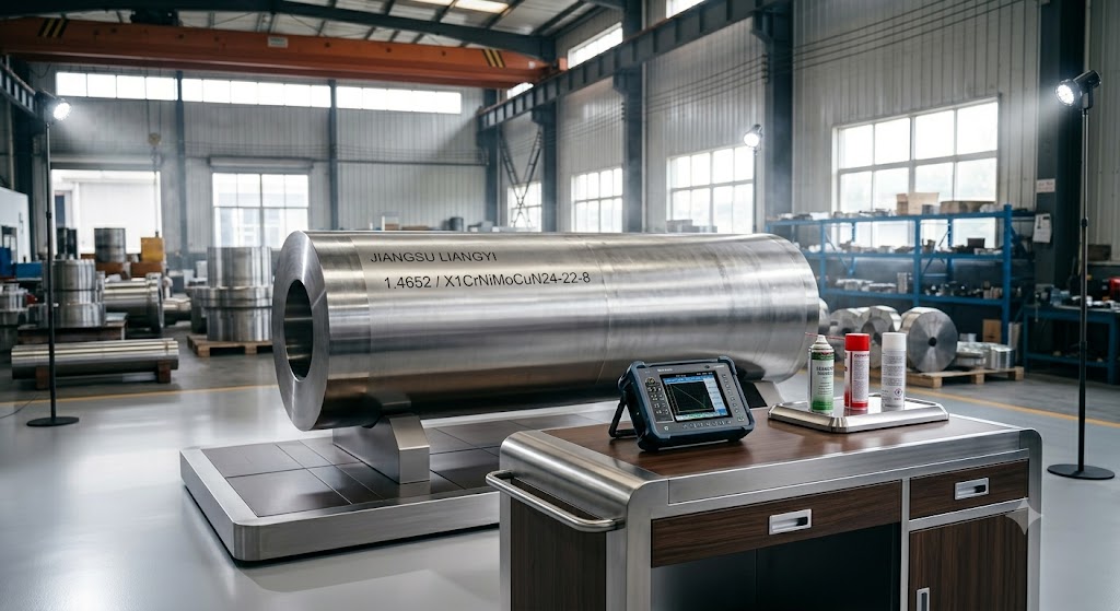 1.4652 Forged Components NDT Inspection – UT, MT and PT Testing for X1CrNiMoCuN24-22-8 Stainless Steel Forgings at Jiangsu Liangyi