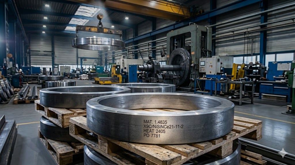 1.4835 X9CrNiSiNCe21-11-2 seamless rolled forged rings for oil and gas and power generation