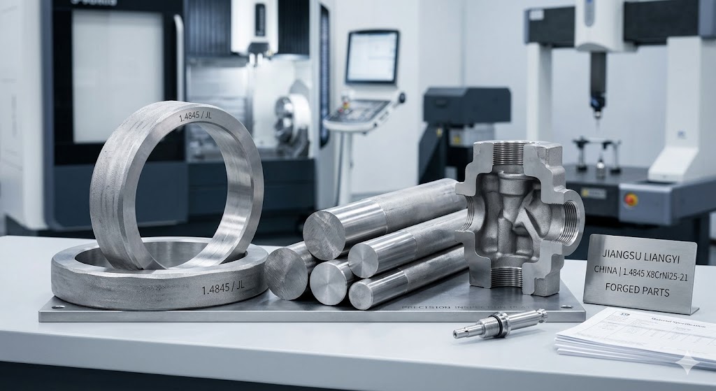1.4845 X8CrNi25-21 Forged Parts – Seamless Rolled Rings, Round Bars, Valve Components by Jiangsu Liangyi China