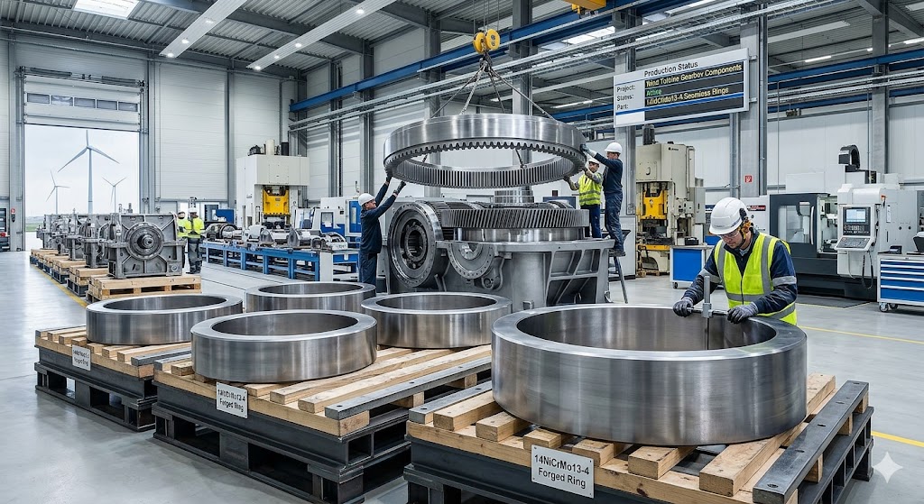 14NiCrMo13-4 seamless rolled rings for wind turbine gearbox and heavy industrial applications