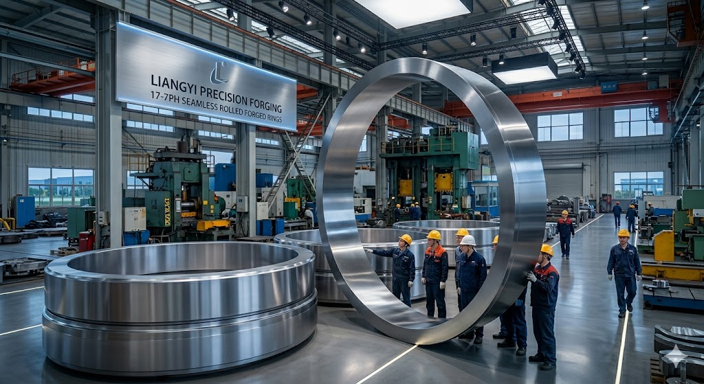 17-7PH seamless rolled forged rings with maximum OD 6 meters manufactured at Jiangsu Liangyi factory in Jiangyin Jiangsu Province