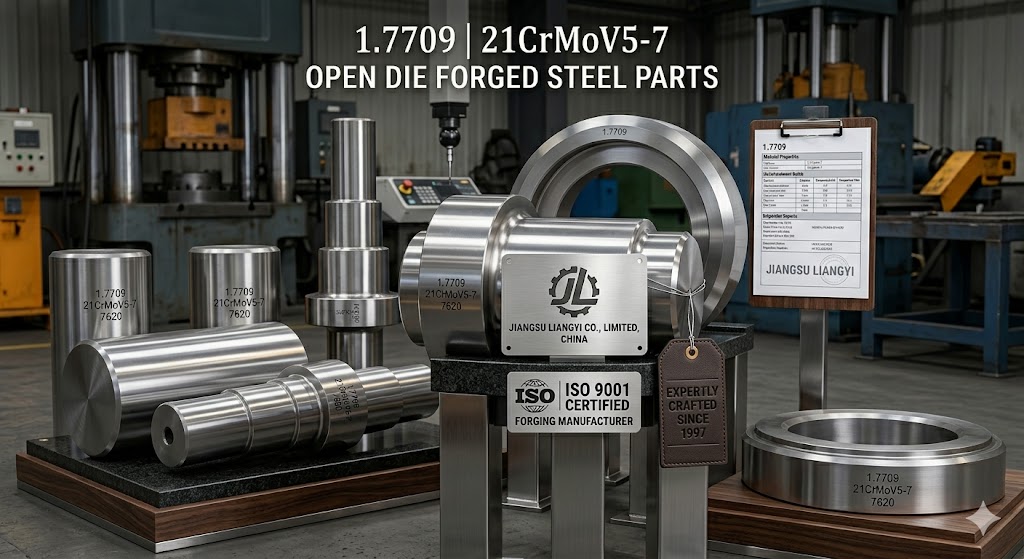 1.7709 | 21CrMoV5-7 open die forged steel parts manufactured by Jiangsu Liangyi Co., Limited, China ISO 9001 certified forging manufacturer since 1997