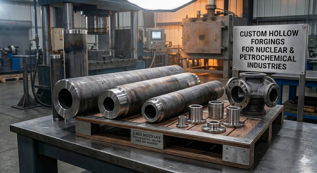 2.4633 NiCr25FeAlY forged sleeves, hollow bars and housings, custom hollow forgings for nuclear and petrochemical industries