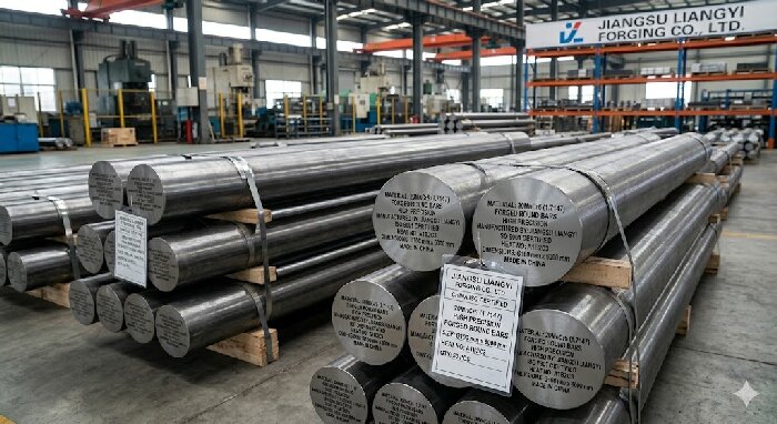 High precision 20MnCr5 (1.7147) forged round bars, manufactured by ISO certified China forging factory Jiangsu Liangyi
