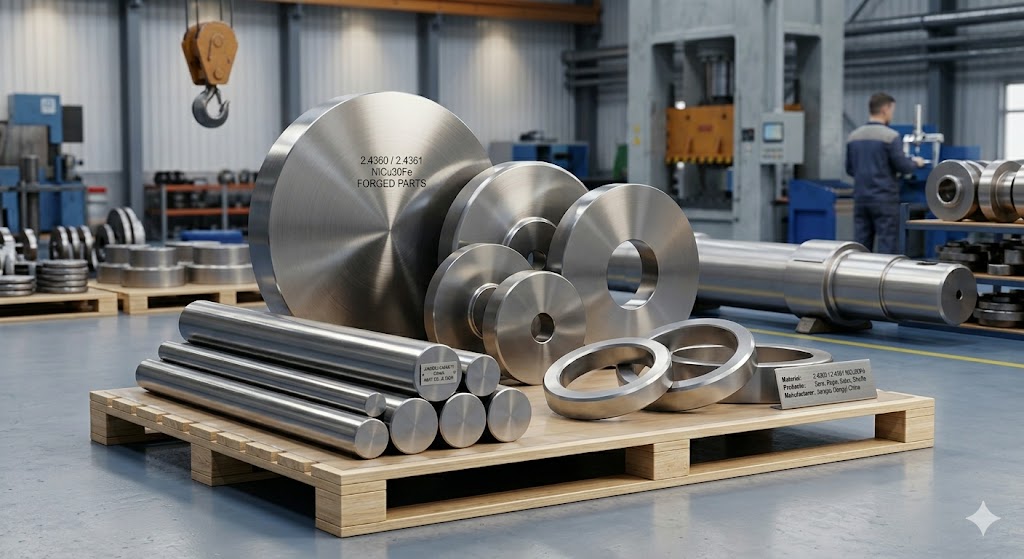 2.4360 2.4361 NiCu30Fe forged forging parts including bars, rings, discs and shafts manufactured by Jiangsu Liangyi China