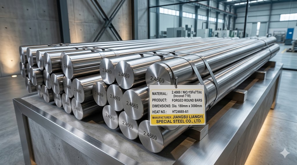 2.4669 NiCr15Fe7TiAl Forged Round Bars manufactured by Jiangsu Liangyi China