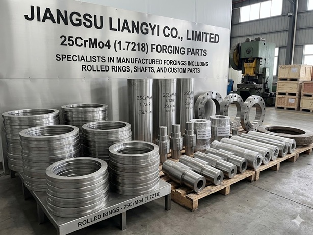 25CrMo4 (1.7218) forging parts including rolled rings, shafts and forged parts manufactured by Jiangsu Liangyi