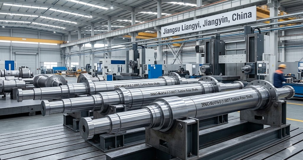 26NiCrMoV14-5 turbine rotor shafts manufactured by Jiangsu Liangyi in Jiangyin China