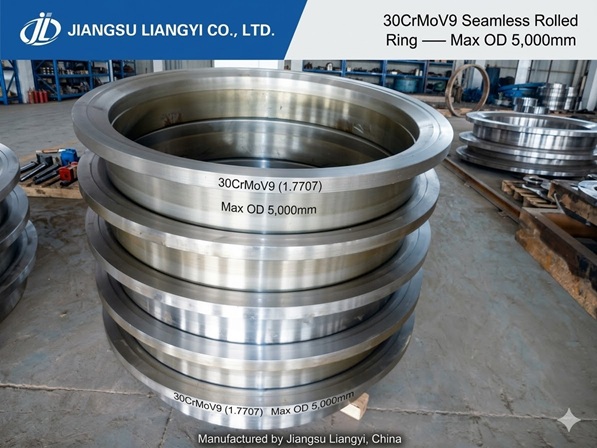 30CrMoV9 (1.7707) seamless rolled rings, outer diameter up to 5000mm, manufactured by Jiangsu Liangyi China