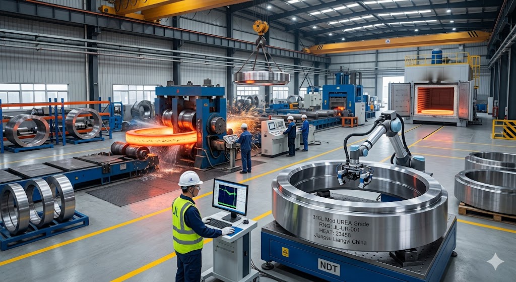 Custom 316L Mod UREA Grade Stainless Steel Seamless Rolled Forged Rings Production by Jiangsu Liangyi China