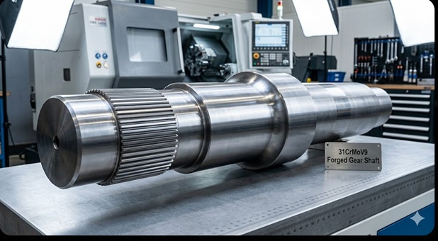 31CrMoV9 (1.8519) forged gear shaft for wind turbine gearbox, cement plant and heavy machinery – Jiangsu Liangyi