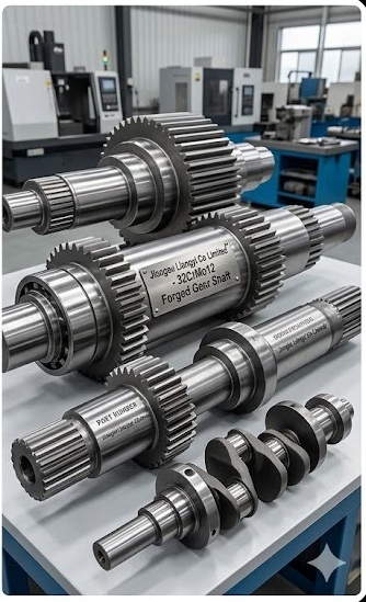 32CrMo12 forged gear shafts, pinion shafts, spindles and crankshafts for sugar mills