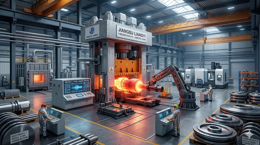 Jiangsu Liangyi's advanced X20CrMoV11-1 steel forging production facility in Jiangyin, Jiangsu, China
