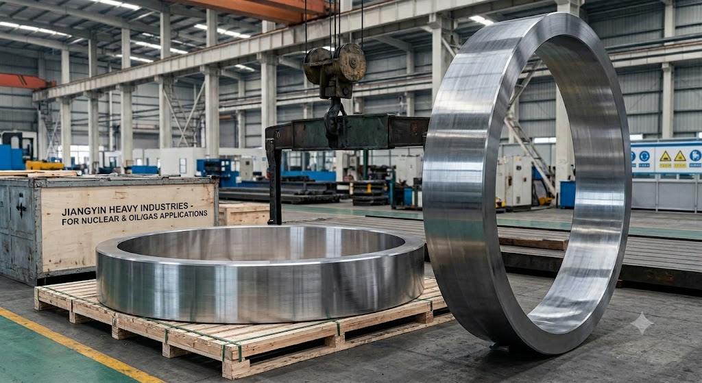 A182-F62 seamless rolled rings up to 6 meters OD and 30 tons for oil and gas and nuclear power applications, manufactured in Jiangyin, Jiangsu, China