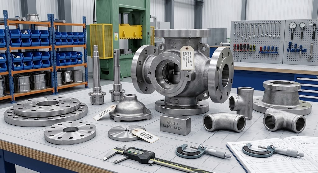 AISI 314 (UNS S31400) valve components and industrial forgings for high-temperature applications