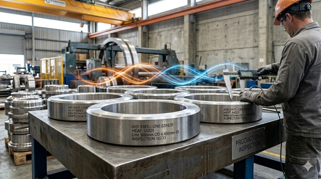 UNS S31635 Seamless Rolled Rings - Grade 316Ti Forged Components for Oil & Gas, Nuclear Power, Petrochemical Industries in Europe, USA, Middle East