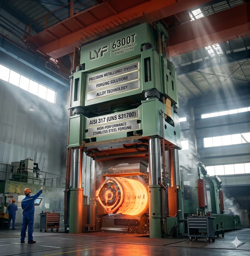 AISI 317 UNS S31700 Forging Manufacturing Equipment – 6300T Hydraulic Press and 5m Seamless Ring Rolling Machine at Jiangsu Liangyi Factory, Jiangyin, Jiangsu, China