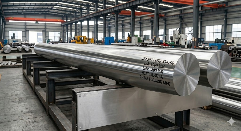 AISI 347 UNS S34700 forged round bars — up to 2,000 mm diameter — for oil & gas, nuclear, petrochemical applications, Jiangsu Liangyi China