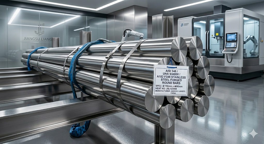 AISI 348 UNS S34800 forged steel round bars A182 F348 stainless steel manufactured by Jiangsu Liangyi China
