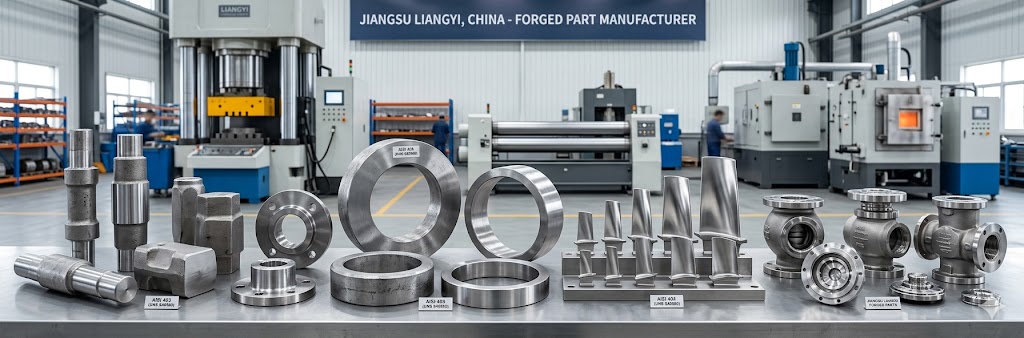 AISI 403 (UNS S40300) forged forging parts — custom open die forgings, seamless rolled rings, turbine blades, valve components from Jiangsu Liangyi China manufacturer
