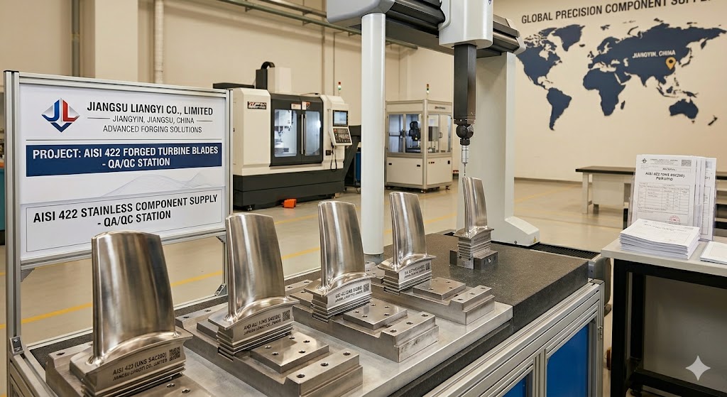 AISI 422 (UNS S42200) forged turbine blades manufactured in Jiangyin, Jiangsu, China by Jiangsu Liangyi Co., Limited