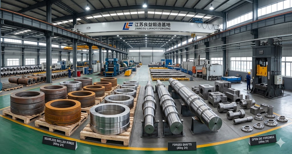 Alloy 24 UNS S34565 open die forgings, seamless rolled rings, and forged shafts manufactured by Jiangsu Liangyi China