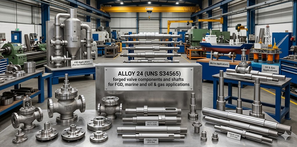 Alloy 24 UNS S34565 forged valve components and shafts for industrial applications