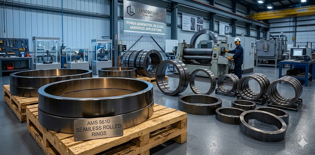 AMS 5610 seamless rolled ring forgings in various sizes for power generation, oil and gas and aerospace applications, Jiangsu Liangyi China