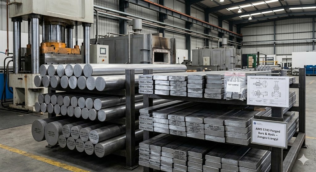 AMS 5743 forged round bars and flat bars manufactured by Jiangsu Liangyi for gas turbine and valve applications