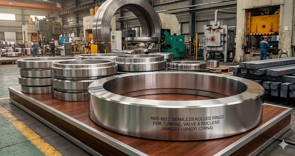 AMS 6512 seamless rolled forged steel rings for turbine, valve and nuclear applications, manufactured by Jiangsu Liangyi China
