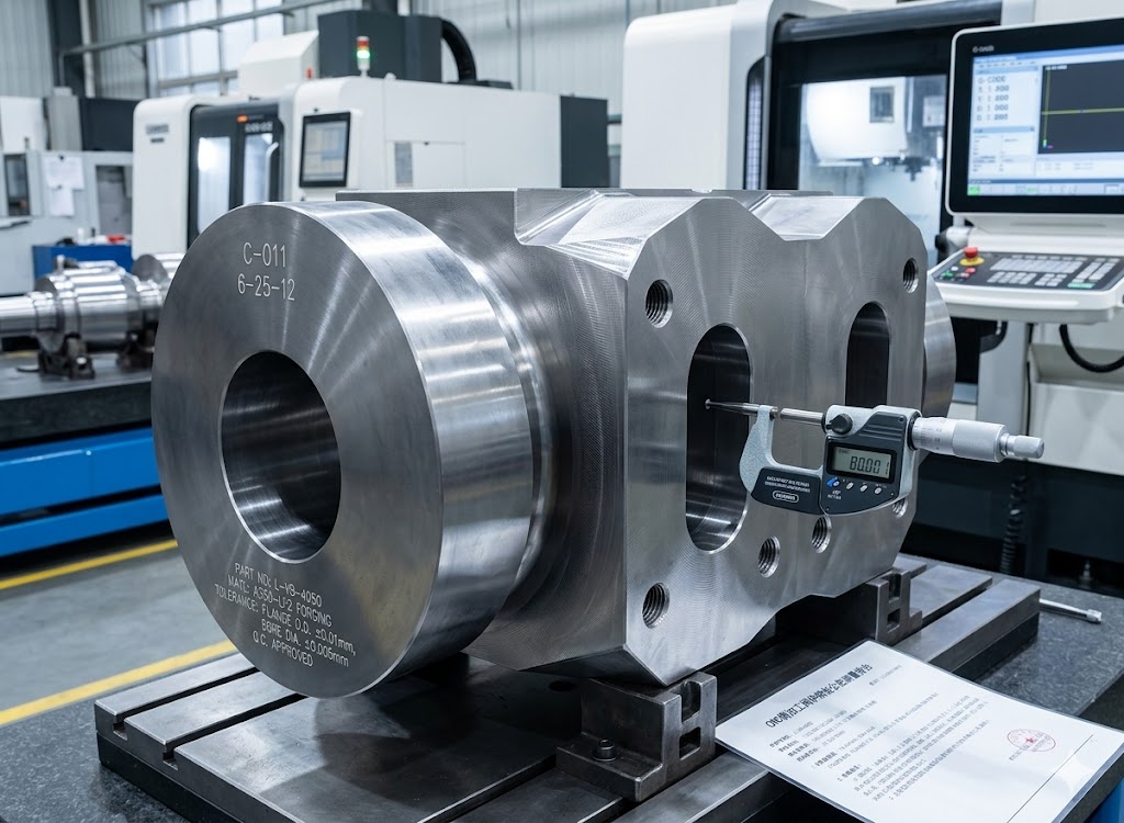 CNC finish machined forging steel valve body with precision tolerance control