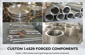 Custom 1.4529 stainless steel forged flanges and machined components