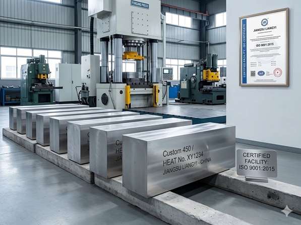 Jiangsu Liangyi forging facility - ISO 9001:2015 certified Custom 450 manufacturer, Jiangyin China