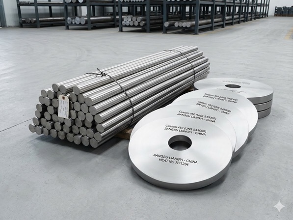 Custom 450 (UNS S45000) open die forgings - round bars and discs by Jiangsu Liangyi China