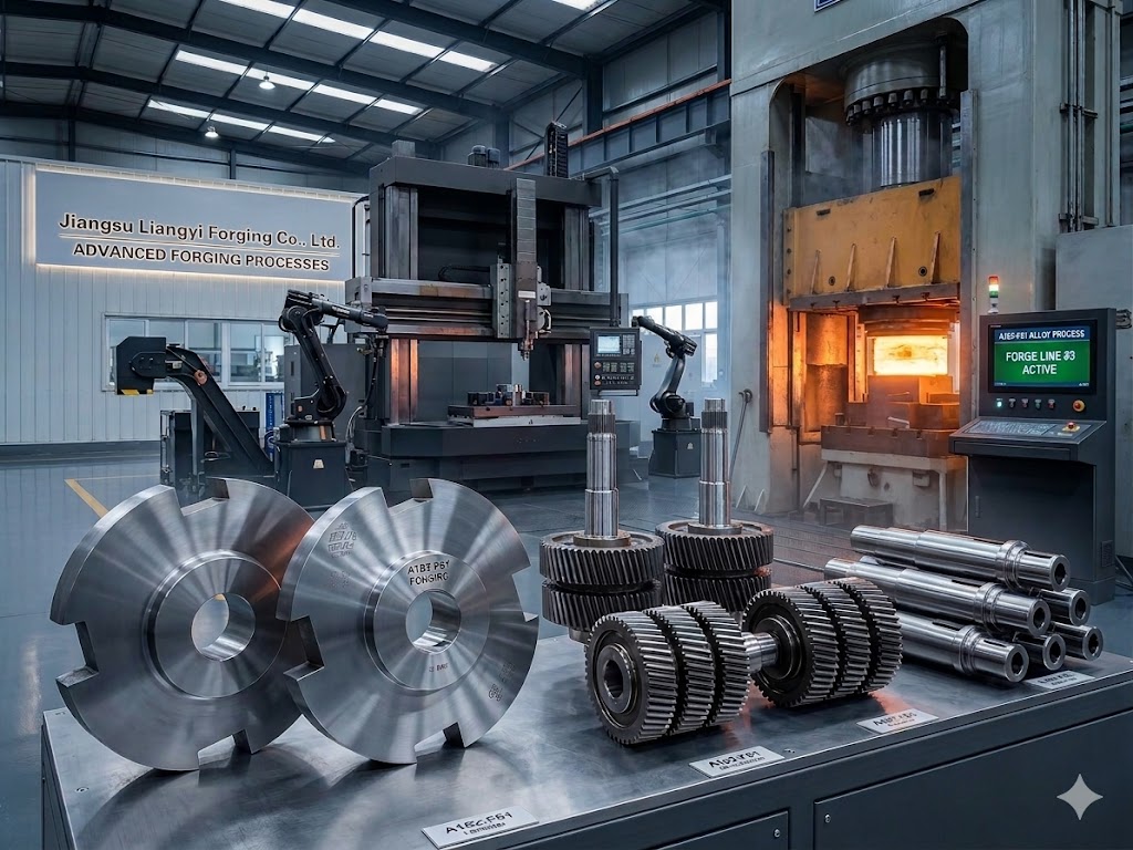 Advanced A182-F61 forging manufacturing process at Jiangsu Liangyi's state-of-the-art factory in Jiangyin, China