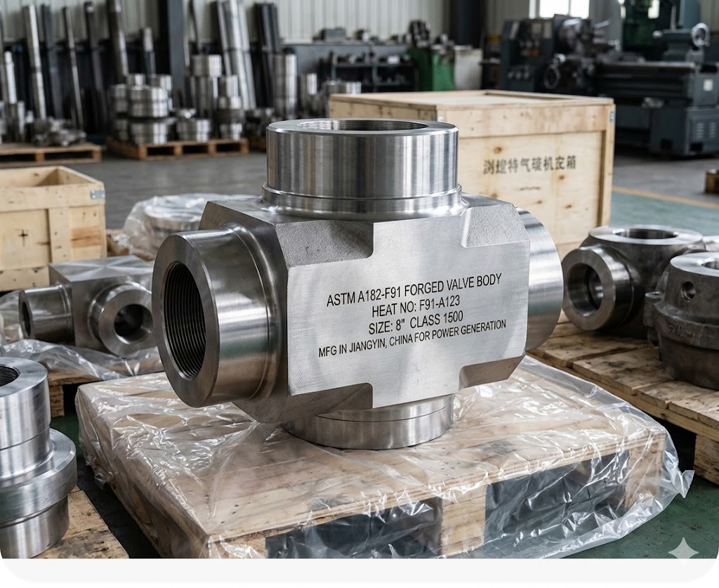 ASTM A182-F91 forged valve body manufactured in Jiangyin China for high pressure power plants