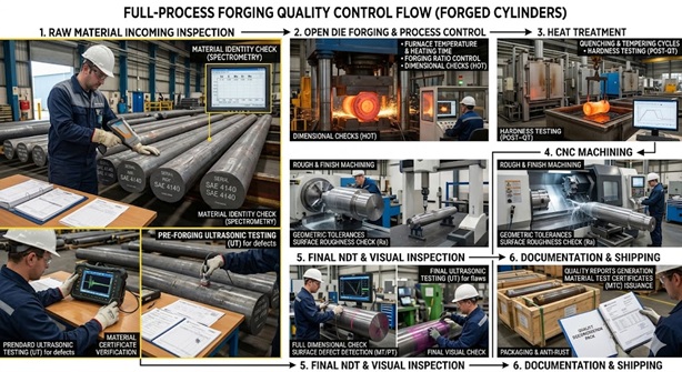 Forged Cylinder Manufacturing Process - Open Die Forging, Heat Treatment and CNC Machining