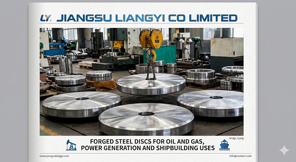 Custom forged steel discs used in oil and gas, power generation, and shipbuilding industries