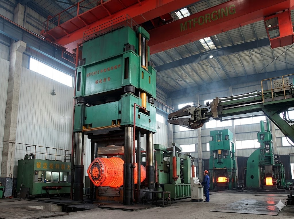 8500-ton hydraulic forging press and CNC machining equipment for large turbine rotor shaft production