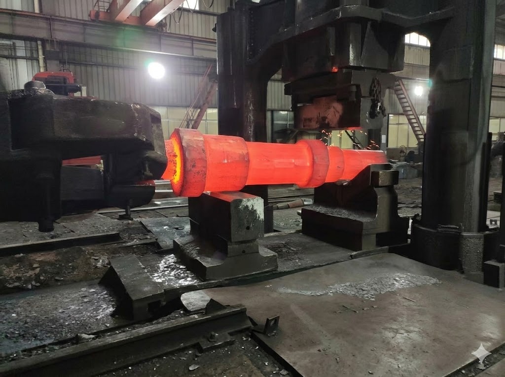 Open die forging operation for forged steel gas and steam turbine rotor shafts